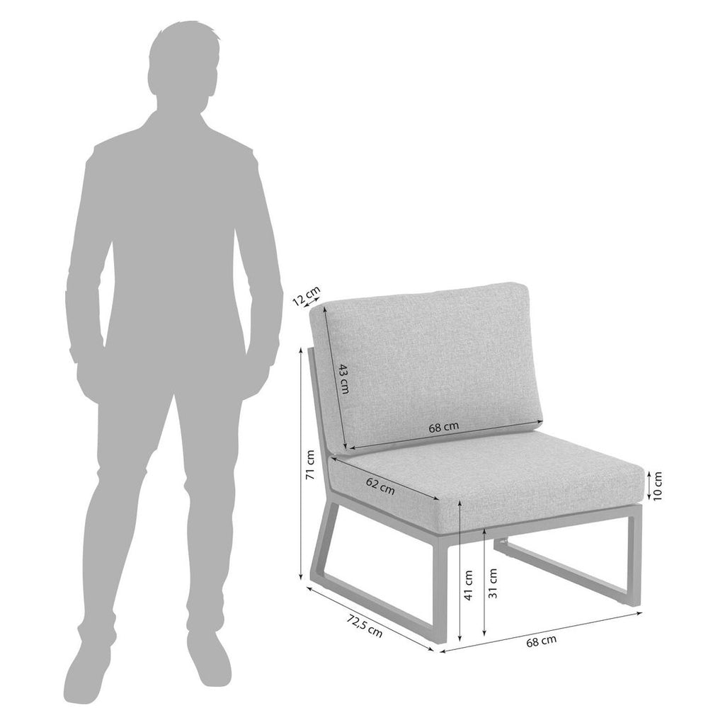 Midtmodul lounge Ocean Skid aluminium/olefin 68 cm montert i utemiljø