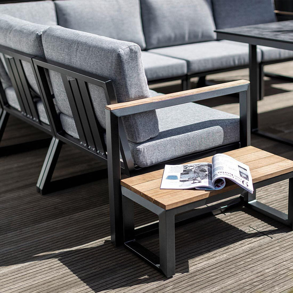 Nærbilde av aluminiumsramme på Midtmodul lounge Ocean Skid aluminium/olefin 68 cm