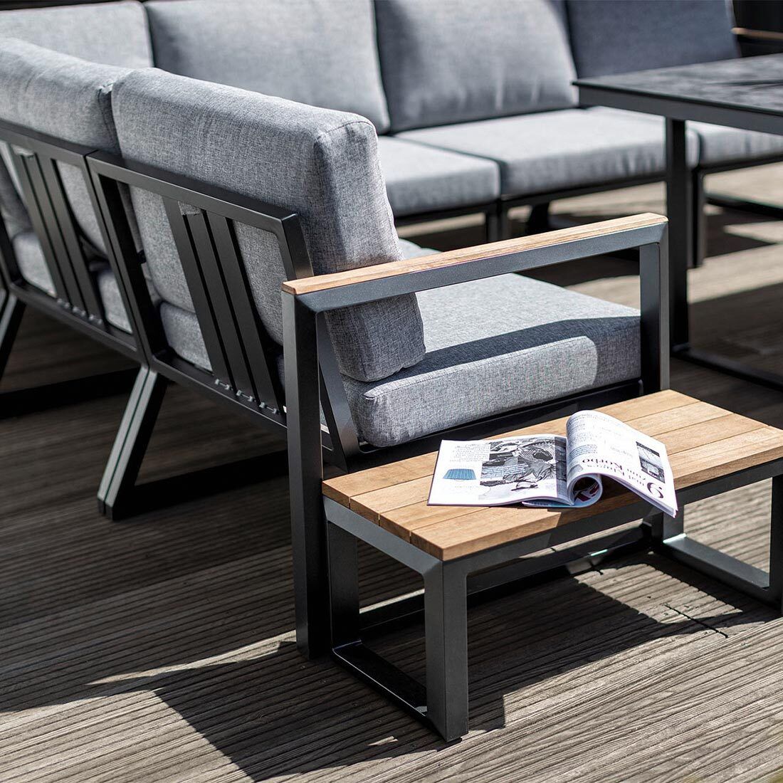 Nærbilde av aluminiumsramme på Midtmodul lounge Ocean Skid aluminium/olefin 68 cm