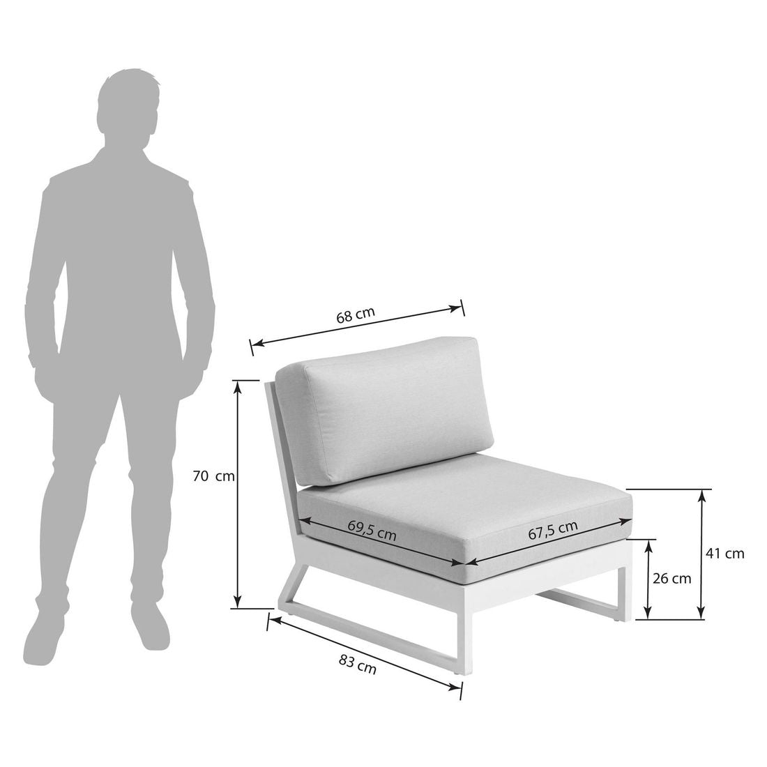 Midtmodul lounge Ocean Skid Platform aluminium 68x83 cm - Kettler detalj av stoff