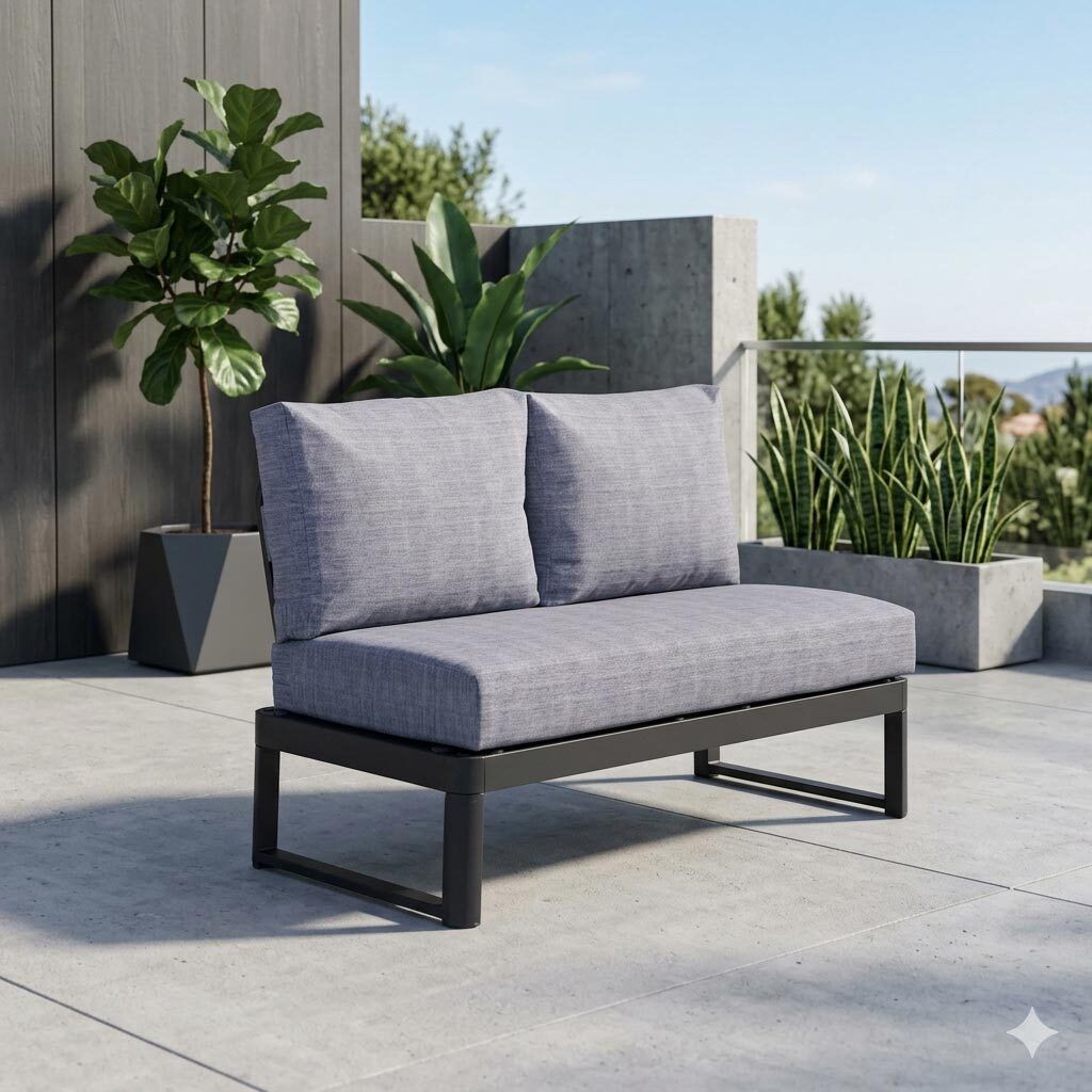 Midtmodul lounge Pandora aluminium 118 cm forfra