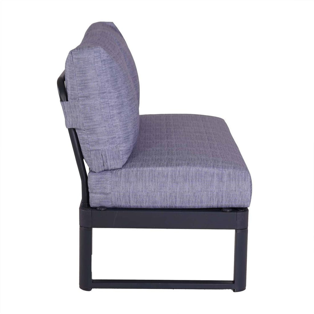 Midtmodul lounge Pandora aluminium 118 cm montert på terrasse