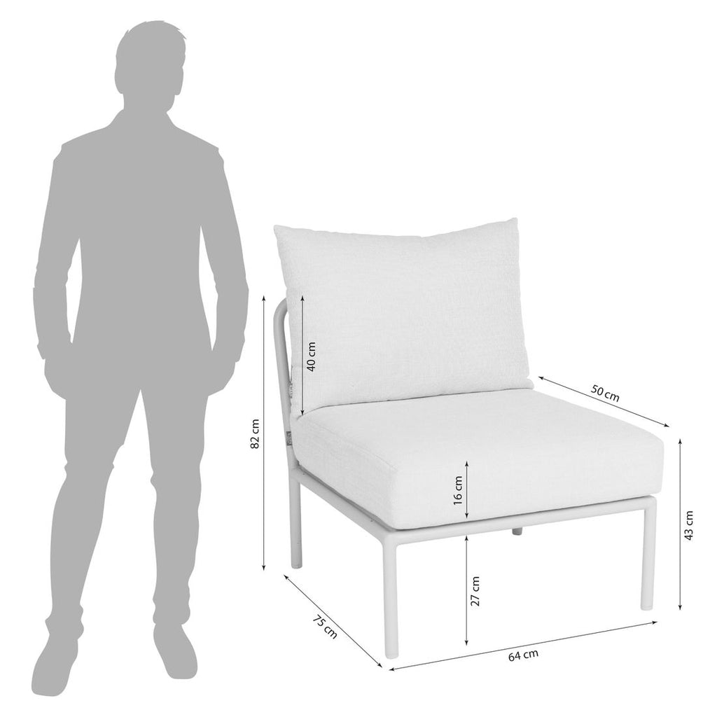 Detalj av Midtmodul lounge Romy aluminium tau 64x75 cm flettverk
