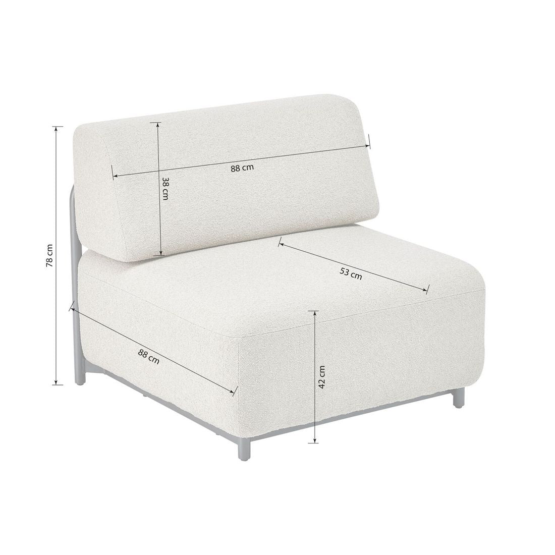 Detalj av Midtmodul lounge Tribe aluminium polyester 88 cm