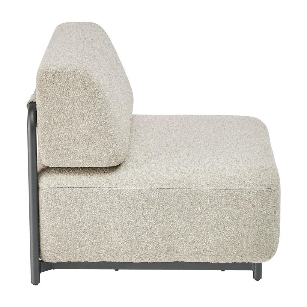 Nærbilde av stofftrekk på Midtmodul lounge Tribe aluminium polyester 88 cm