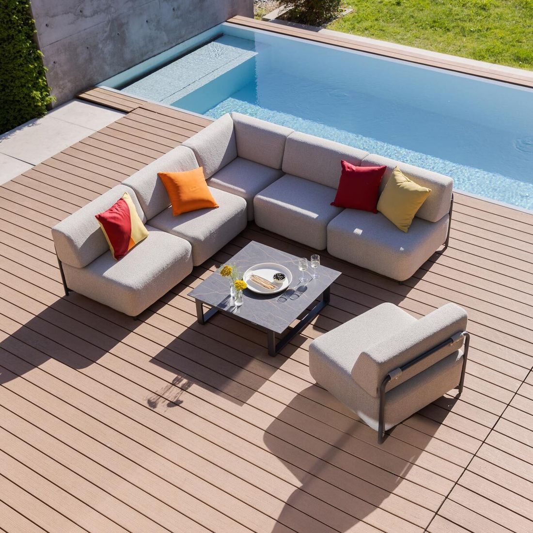 Oversikt av Midtmodul lounge Tribe aluminium polyester 88 cm i loungegruppe