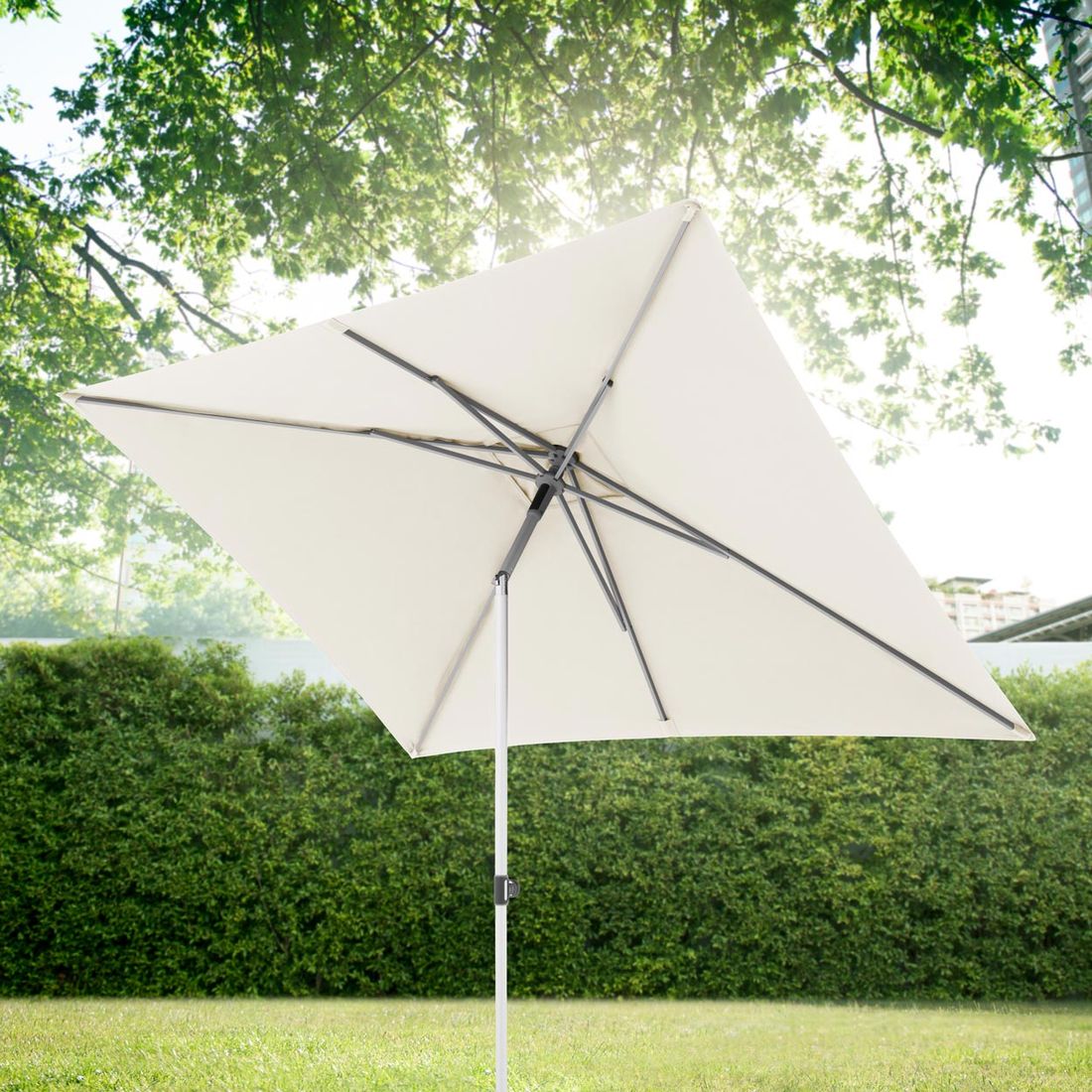 Midtstolpe-parasoll ACT NEO Push Up 250x200 cm natur bakside