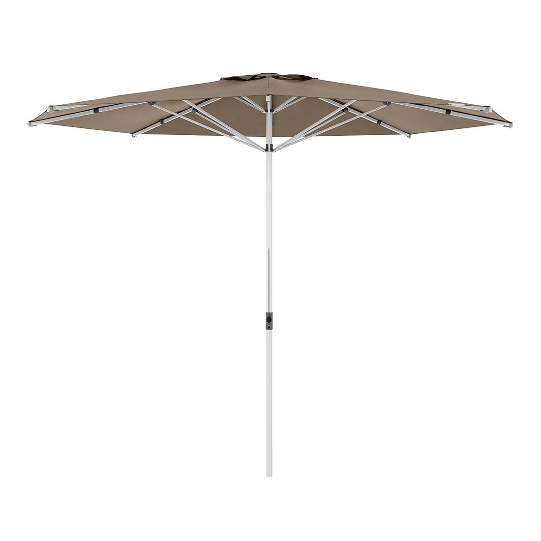 Midtstolpe-parasoll Alu-Expert Ø400 cm greige front
