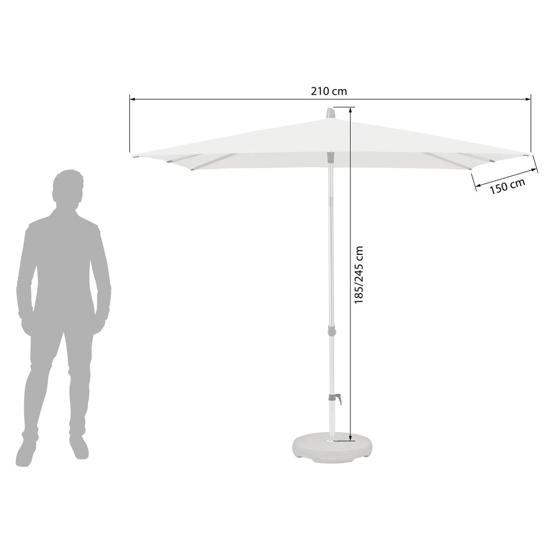 Detalj av Midtstolpe-parasoll Alu Smart 210x150 cm aluminium