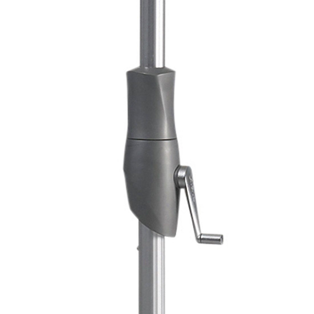 Midtstolpe-parasoll Alu Twist Ø330cm aluminium montert i hage