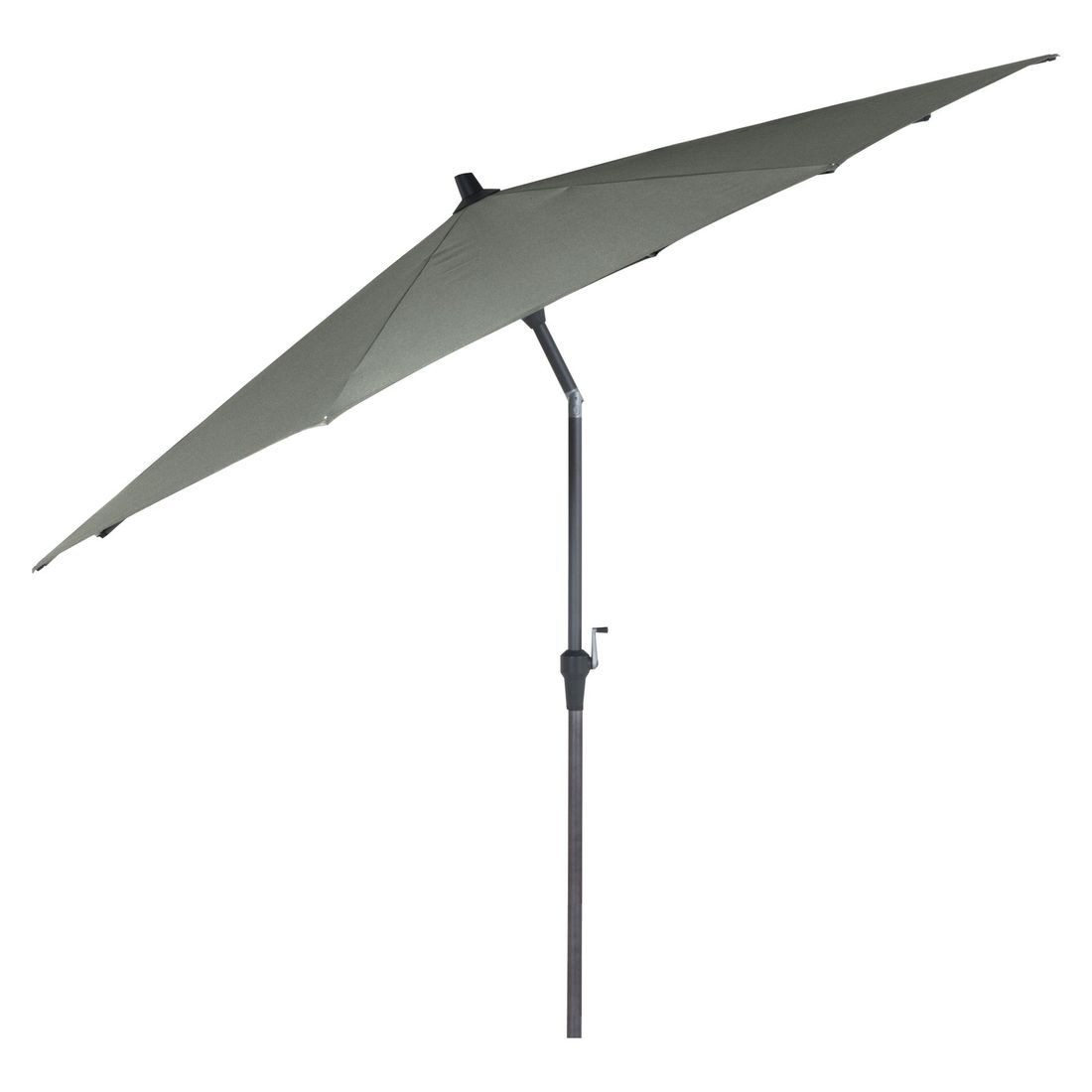 Midtstolpe-parasoll Avio Ø300 cm antrasitt/oliven montert i hage