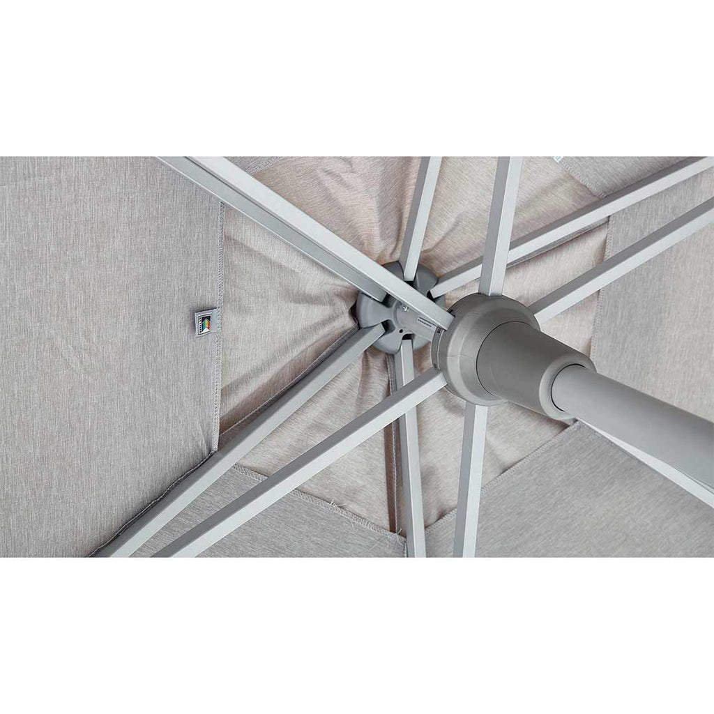 Nærbilde av parasollens aluminiumsstativ på Midtstolpe-parasoll Easy Push 210x150 cm aluminium
