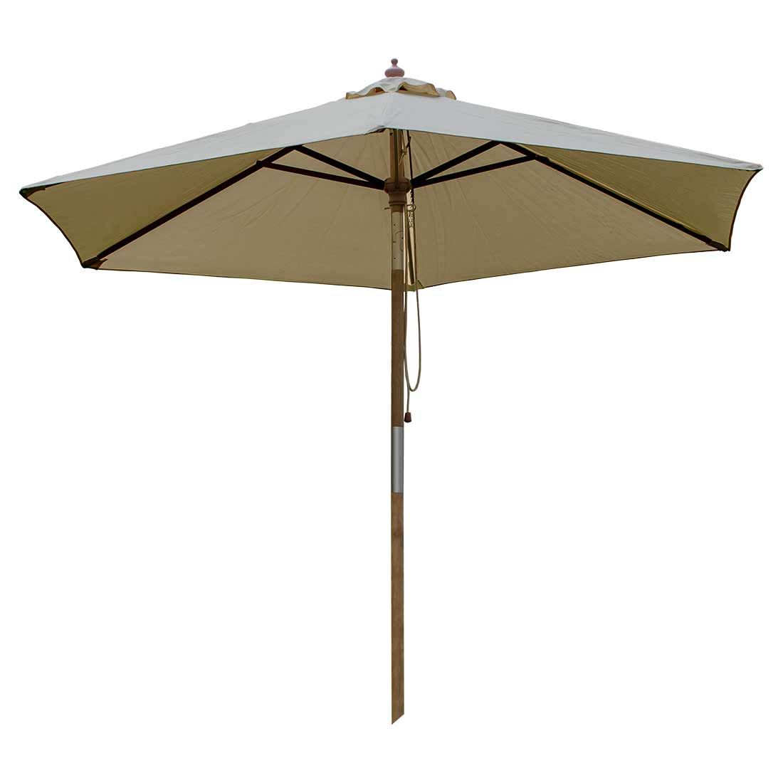 Midtstolpe-parasoll Flamenco Ø250cm tre/olefin taupe - Zebra for terrasse