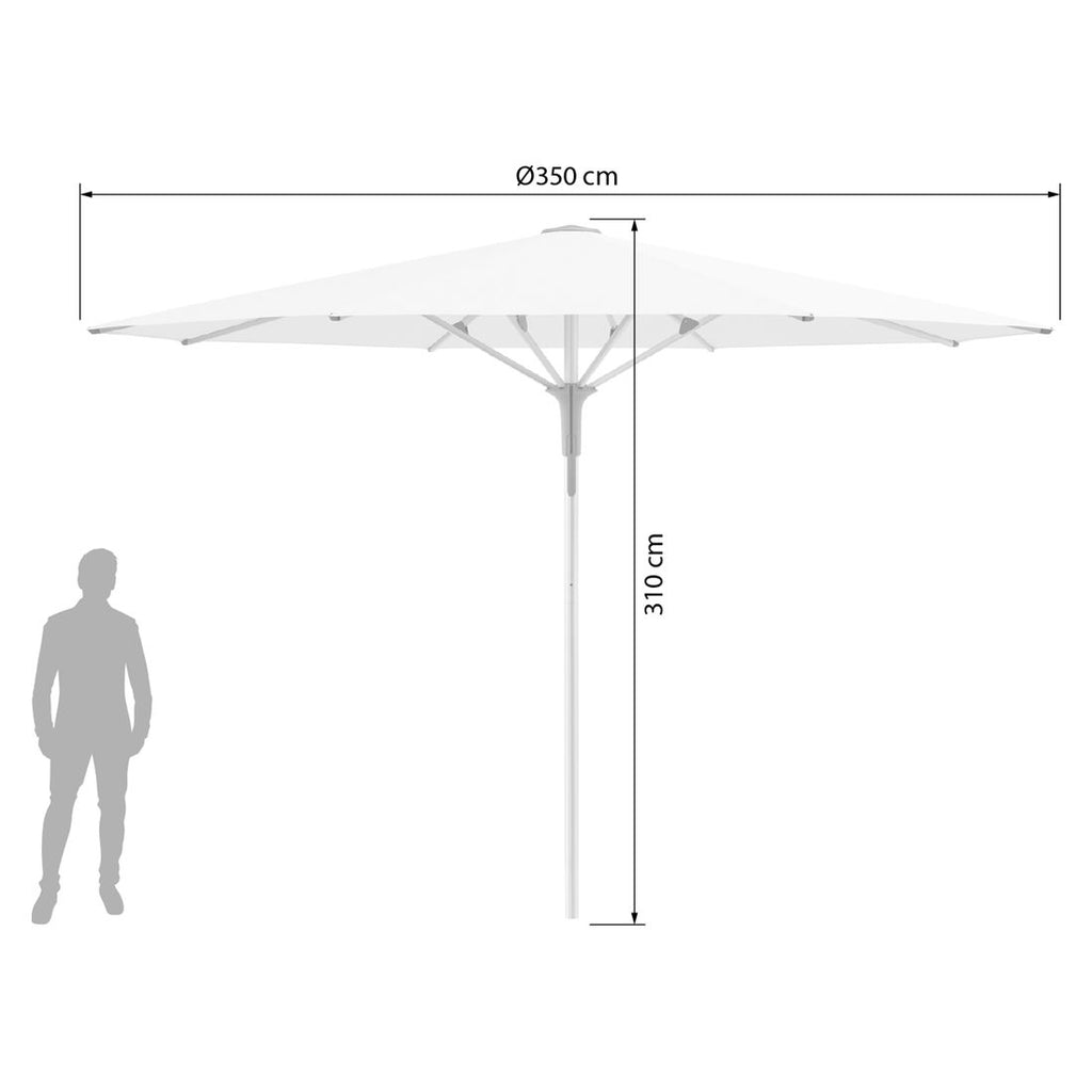 Midtstolpe-parasoll Fortero Pro Ø350 cm sølv/hvit nærbilde av ramme