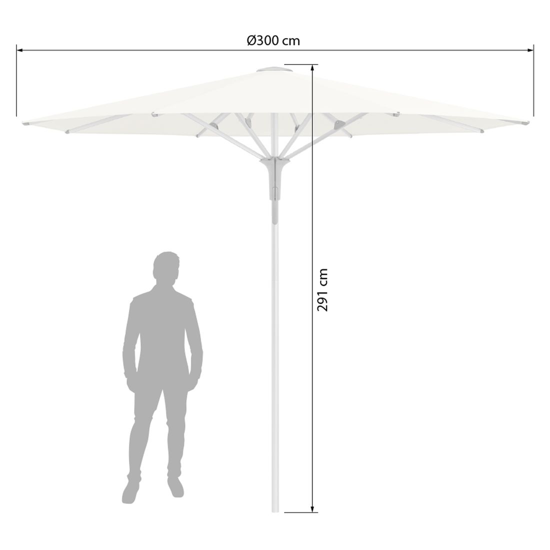 Nærbilde av parasollens midtstolpe i Midtstolpe-parasoll Fortino Pro Ø300 cm - Glatz