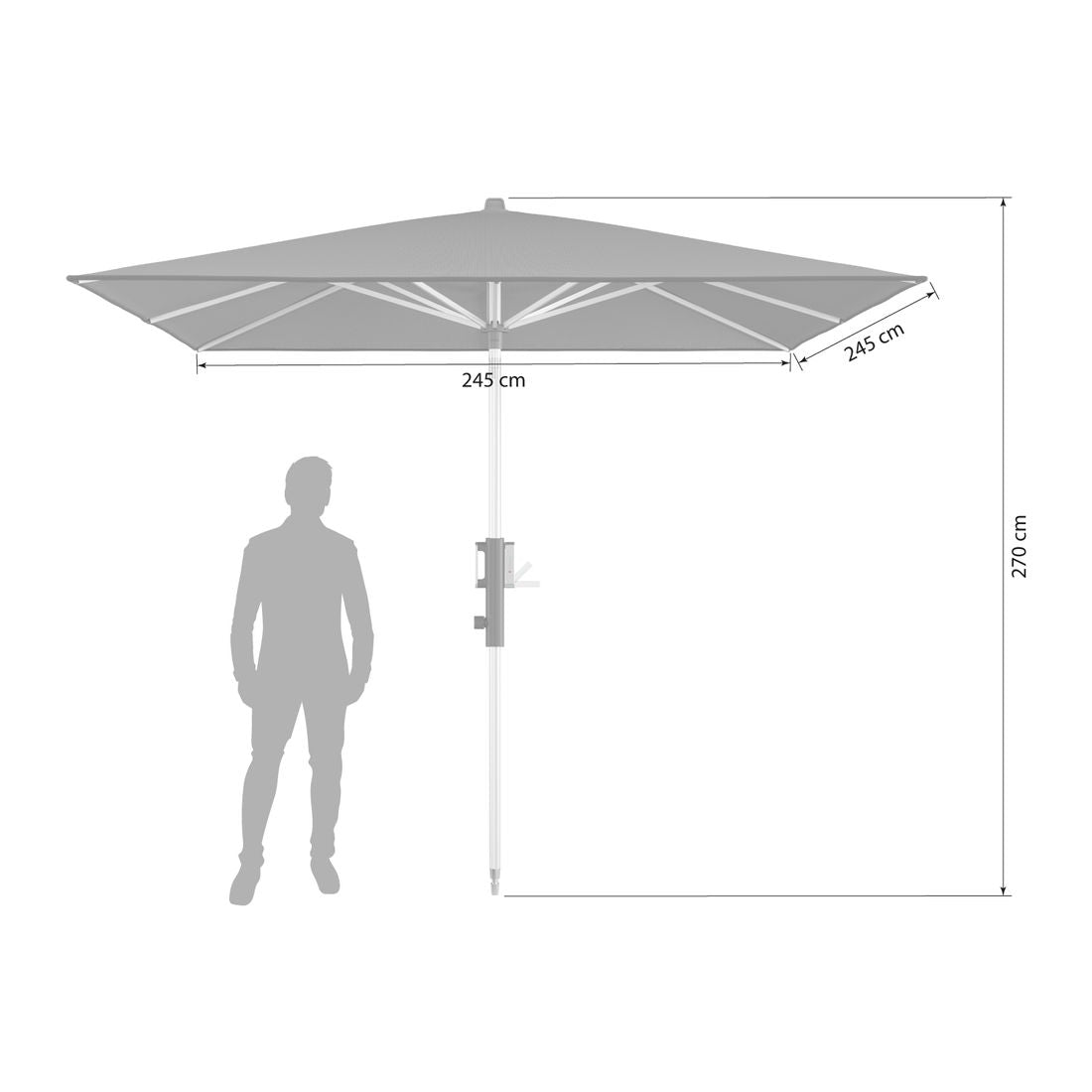 Detalj av Midtstolpe-parasoll Phoenix 245x245 cm vippbar stoff