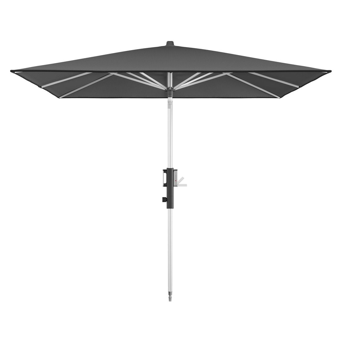 Montert Midtstolpe-parasoll Phoenix 245x245 cm vippbar på terrasse