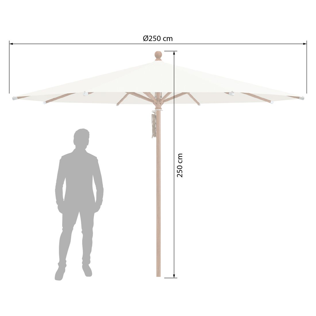 Nærbilde av stoff på Midtstolpe-parasoll Piazza natur/off white - Glatz