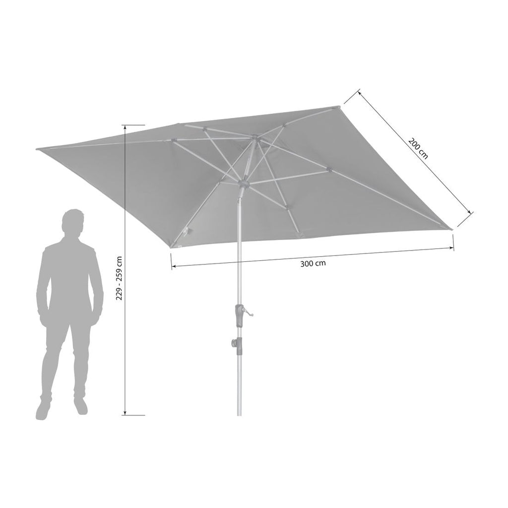 Midtstolpe-parasoll Profi 300x200cm off-white bakside