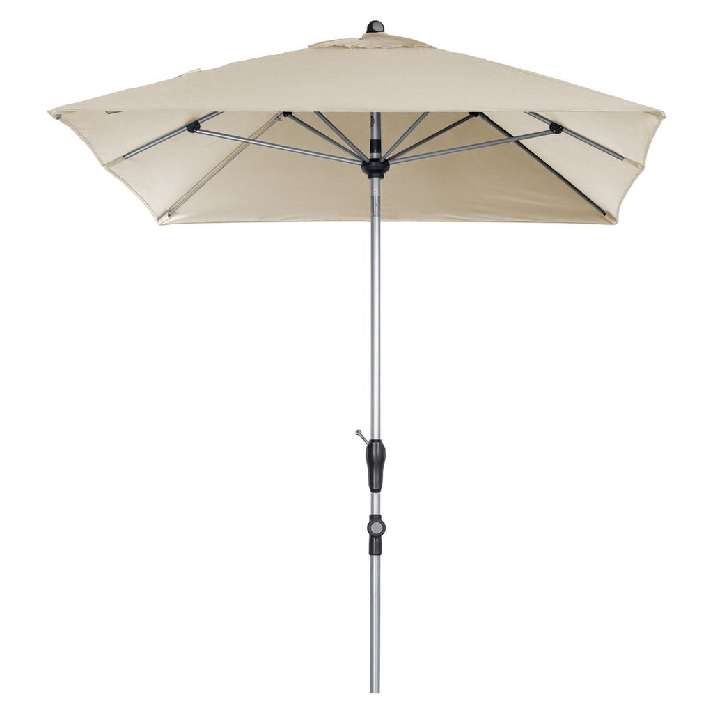 Midtstolpe-parasoll Profi 300x200cm off-white montert på terrasse