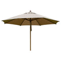 Midtstolpe-parasoll Rumba Novo Ø350cm tre/olefin taupe fra Zebra for terrassebruk