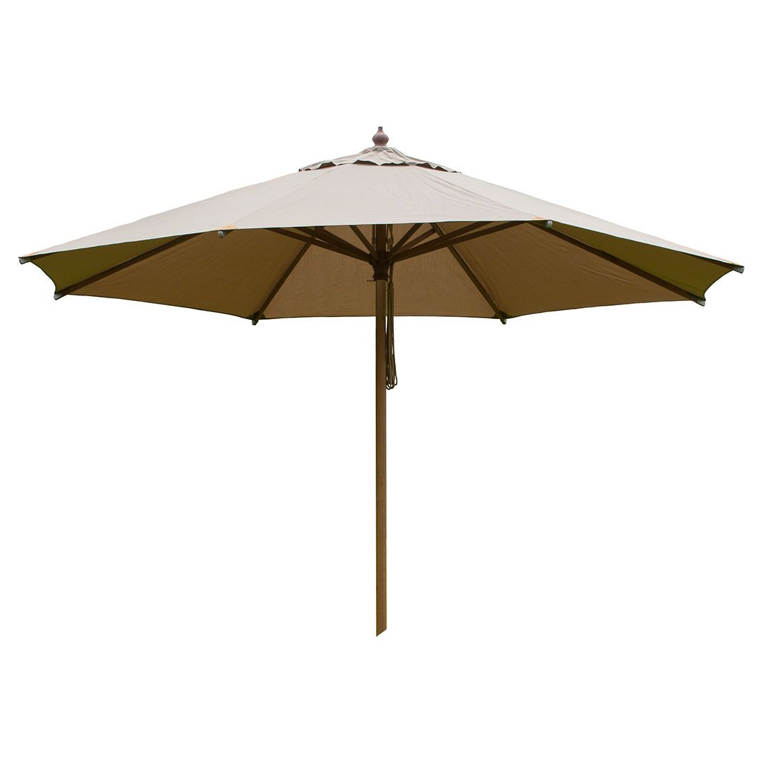 Midtstolpe-parasoll Rumba Novo Ø350cm tre/olefin taupe fra Zebra for terrassebruk