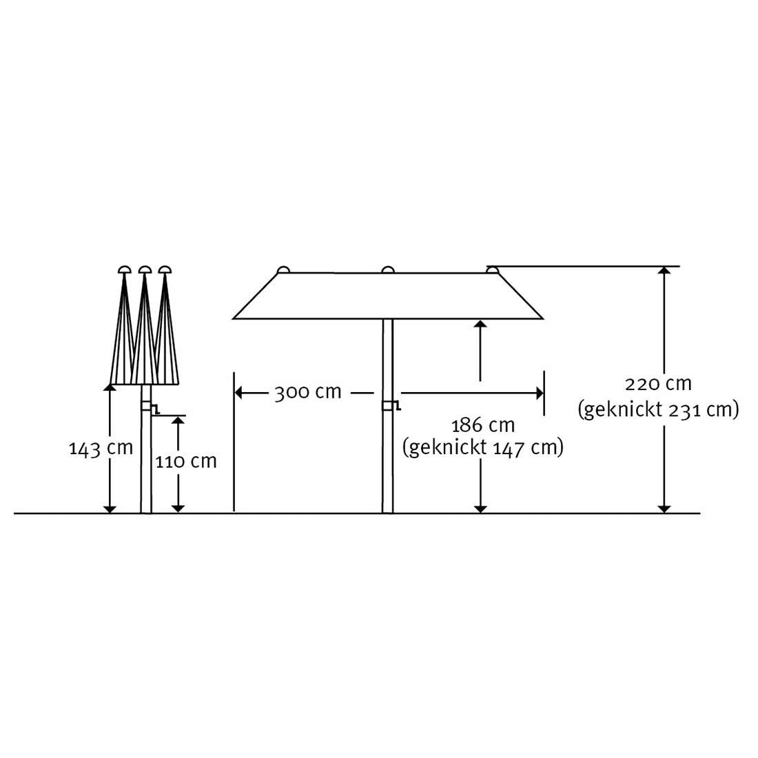 Midtstolpe-parasoll Salerno 300x150cm detalj av kurbelmekanisme