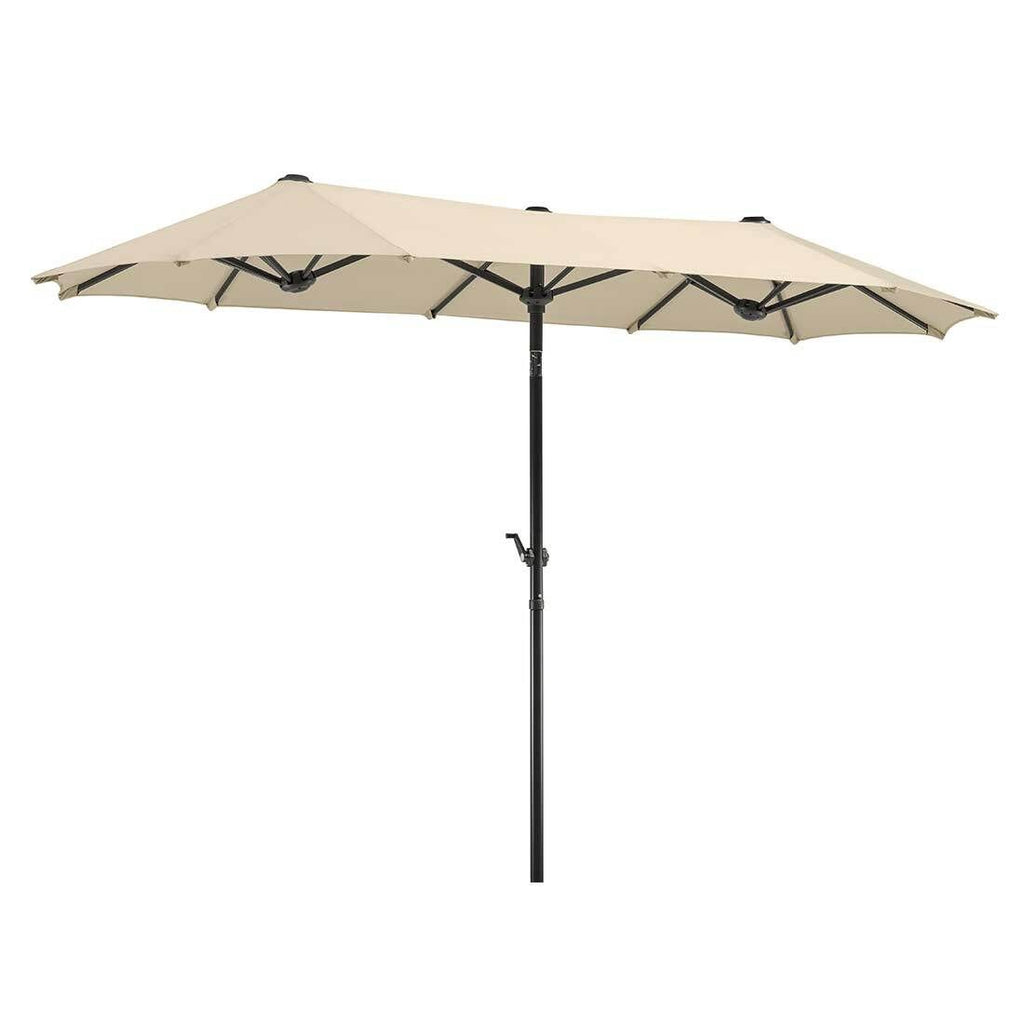 Midtstolpe-parasoll Salerno 300x150cm nærbilde av stoff og ramme