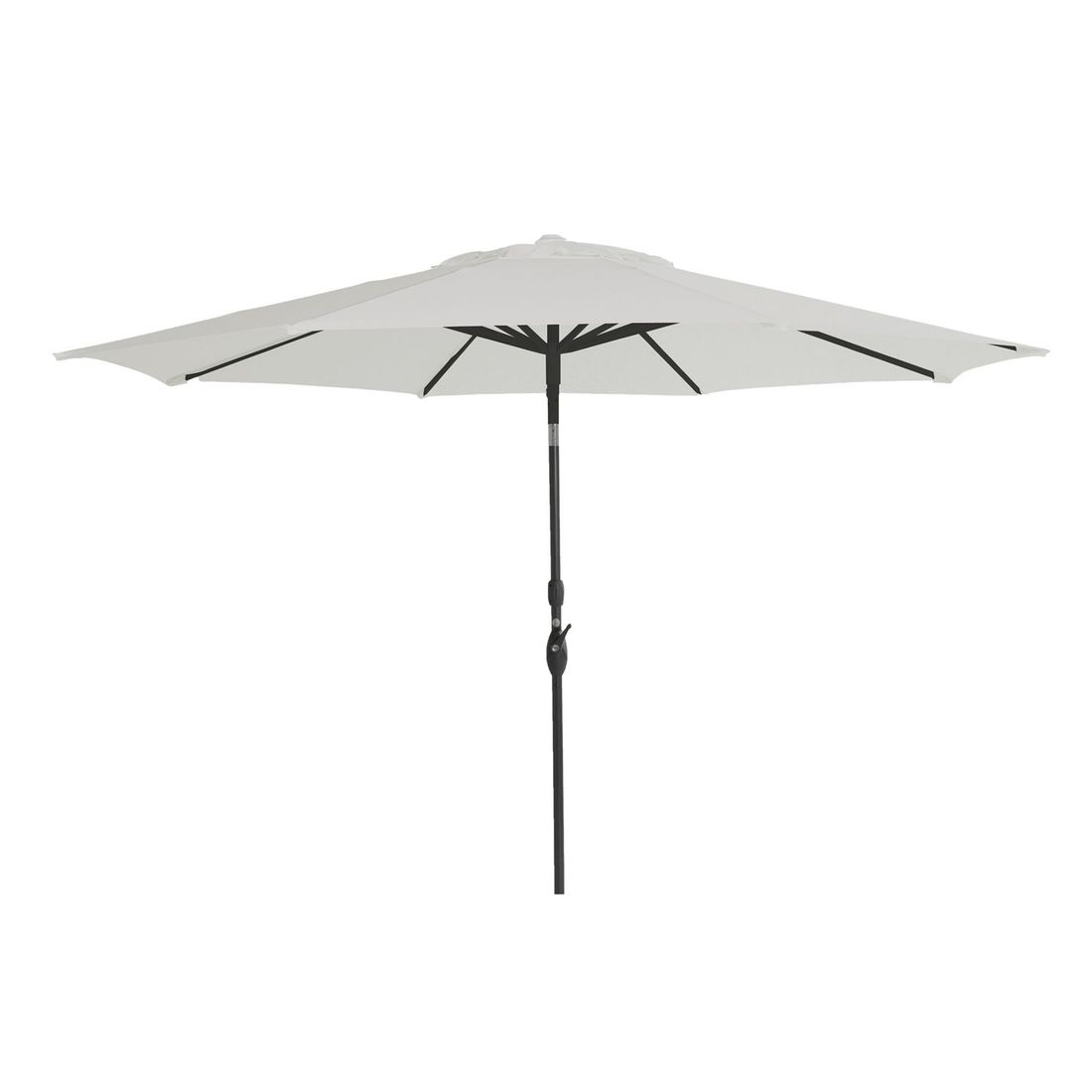 Midtstolpe-parasoll Savaneta Ø300cm svart/hvit forfra