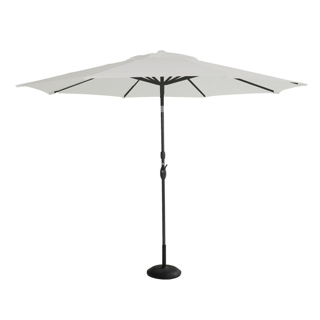 Midtstolpe-parasoll Savaneta Ø300cm svart/hvit bakside