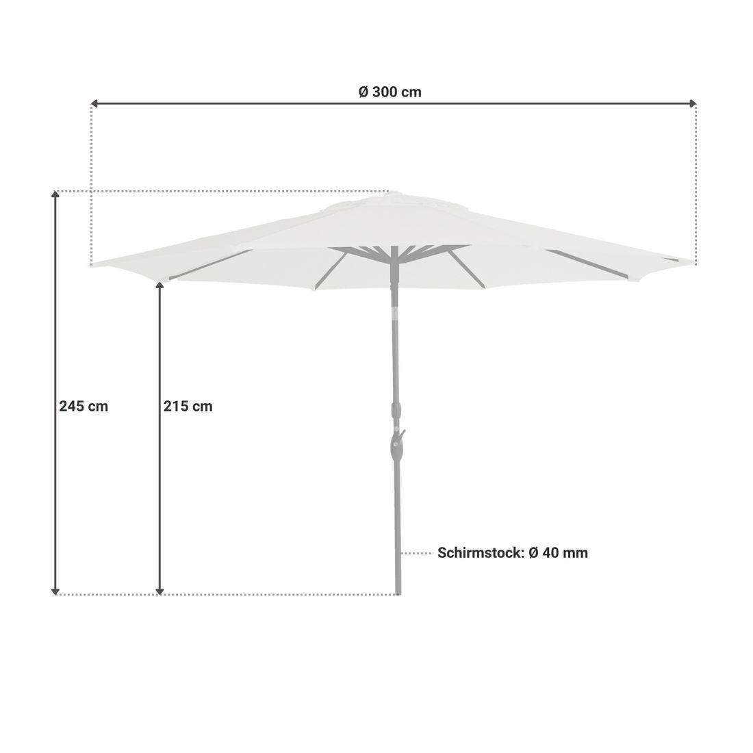 Detalj av Midtstolpe-parasoll Savaneta Ø300cm svart/hvit stoff