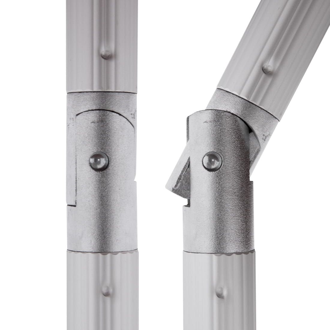 Midtstolpe-parasoll Silver 230x150 cm hvit med parasollholder
