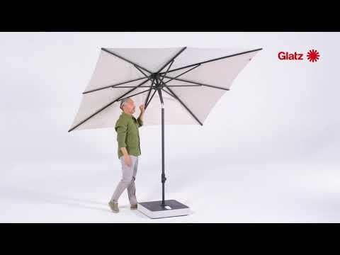 Midtstolpe-parasoll Smart 250x200 cm hvit/ocean forfra