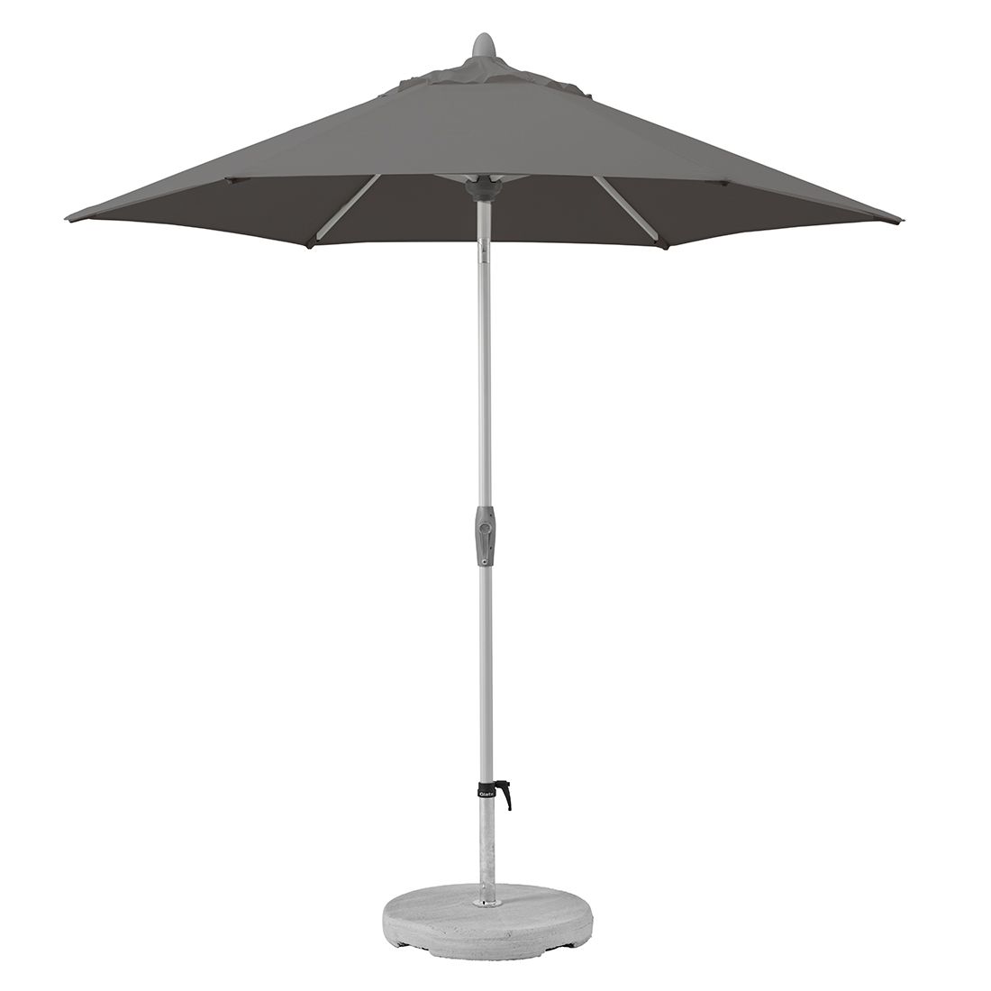 Midtstolpe-parasoll Style Ø250 cm polyester i Stone Grey fra Suncomfort sett forfra