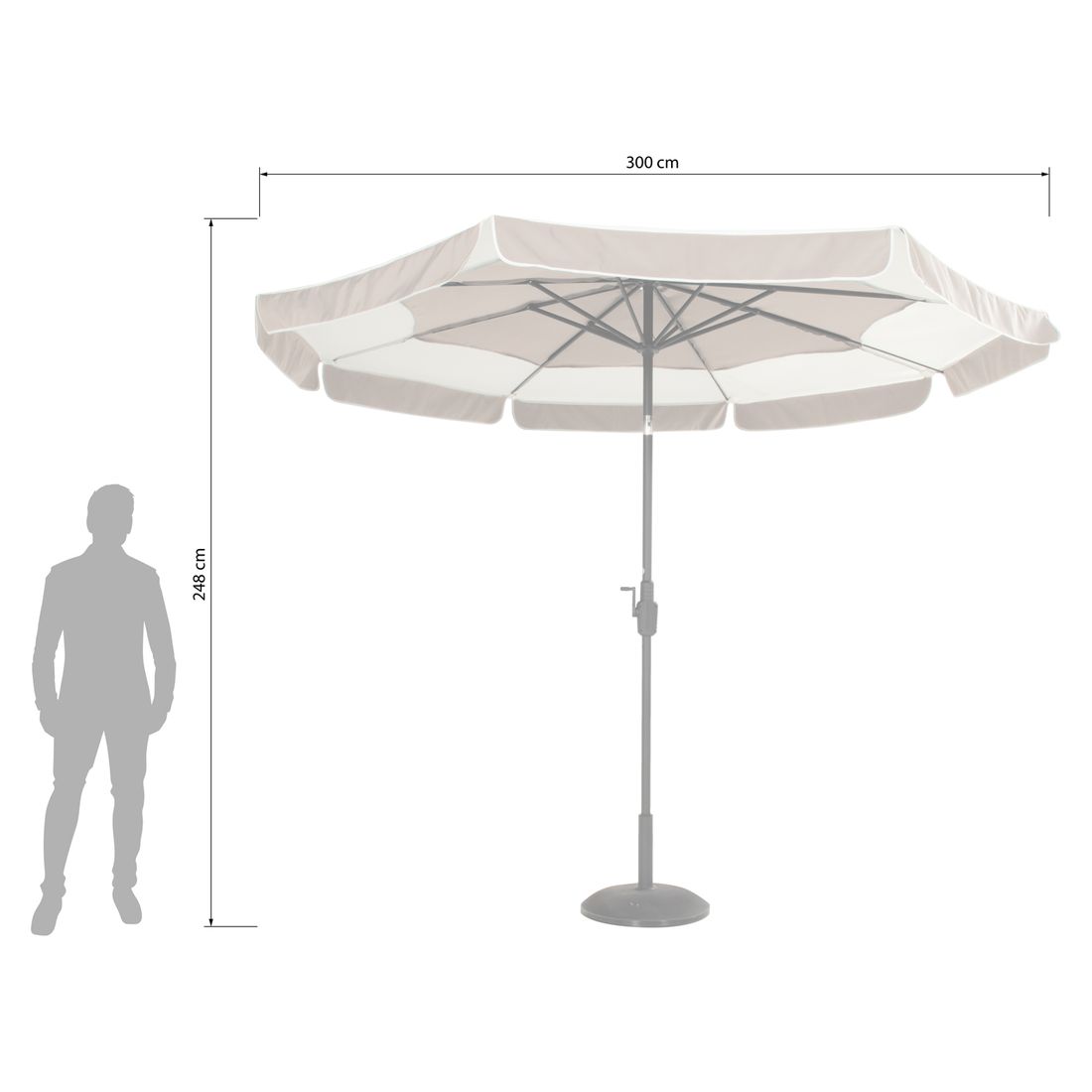 Midtstolpe-parasoll Tubb Ø300 cm svart/beige bakside