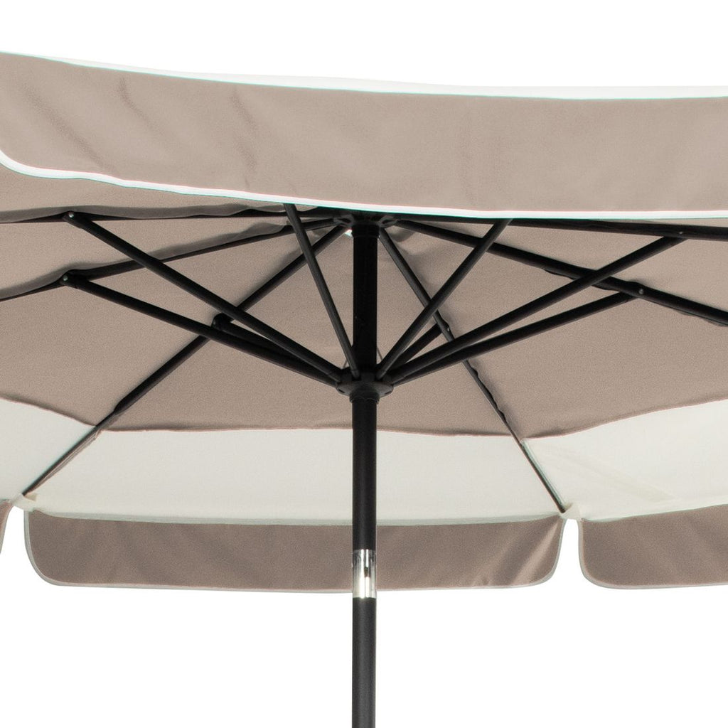 Midtstolpe-parasoll Tubb Ø300 cm svart/beige nærbilde av kippbar mekanisme