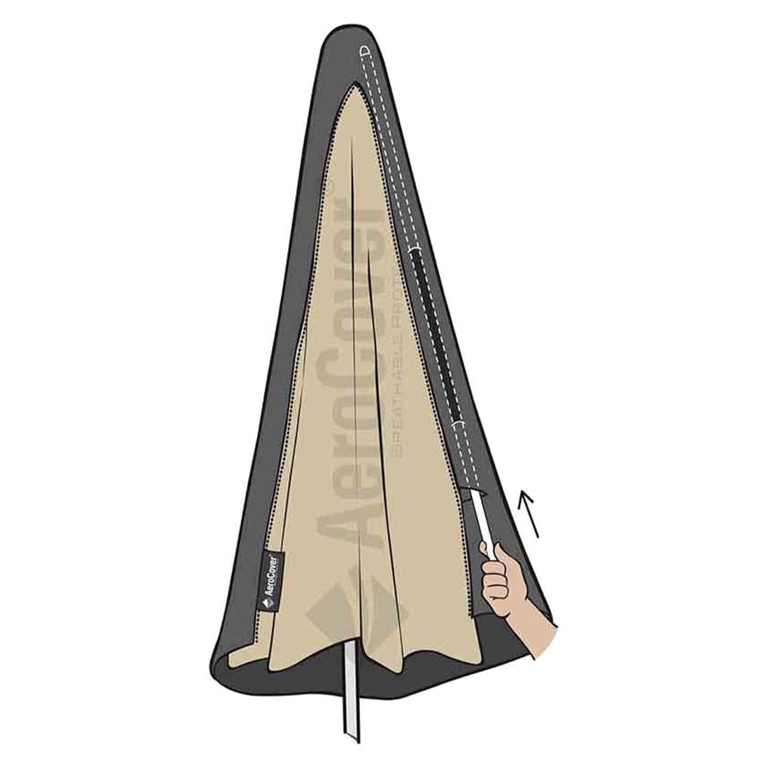 Møbeltrekk for midtstolpe-parasoll Ø300cm antrasitt - AeroCover detalj