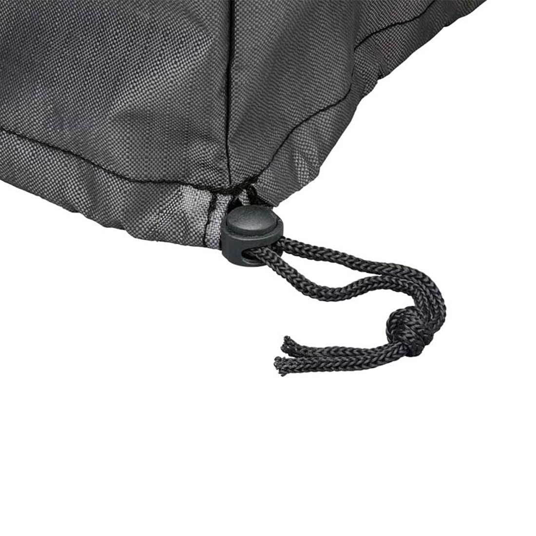 Nærbilde av snor og stopper på møbeltrekk til sittegruppe 200x190x85 cm antrasitt AeroCover