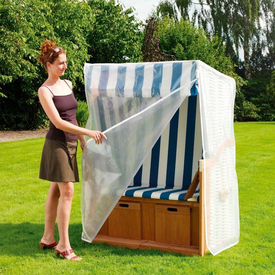 Møbeltrekk til strandkurv 130x90x163/132 cm - Heinemeyer sett foran