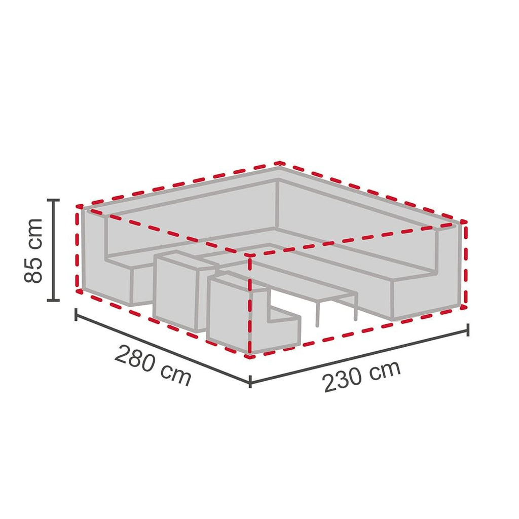 Møbeltrekk til spise-loungesett 280x230x85 cm grå bakside