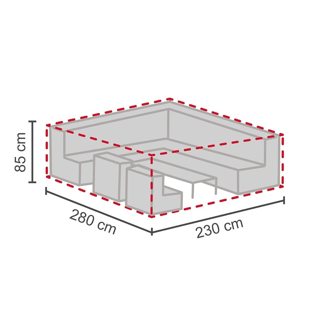 Møbeltrekk til spise-loungesett 280x230x85 cm grå bakside