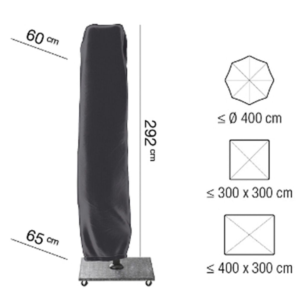 Møbeltrekk for fritthengende parasoll 400x300/300x300/Ø400cm - AeroCover bakside