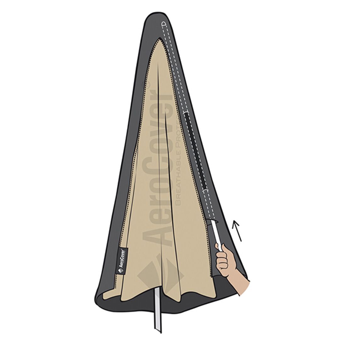Møbeltrekk for fritthengende parasoll 400x300/300x300/Ø400cm - AeroCover oppbevaringstaske