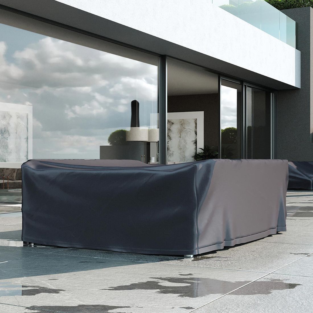 Detalj av materiale på møbeltrekk til sittegruppe 220x190x85 cm grå - AeroCover