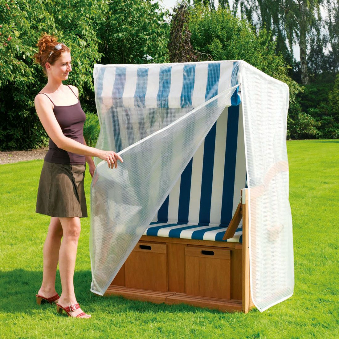 Møbeltrekk til strandkurv 125x110x135/156 cm - Heinemeyer forfra