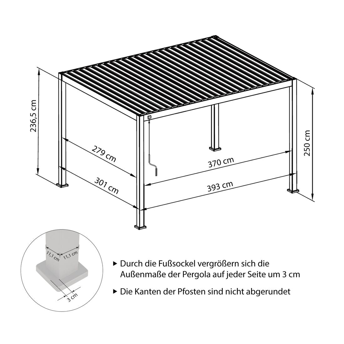 Montert Pergola Deluxe e-Motion aluminium 400x300 cm i hage