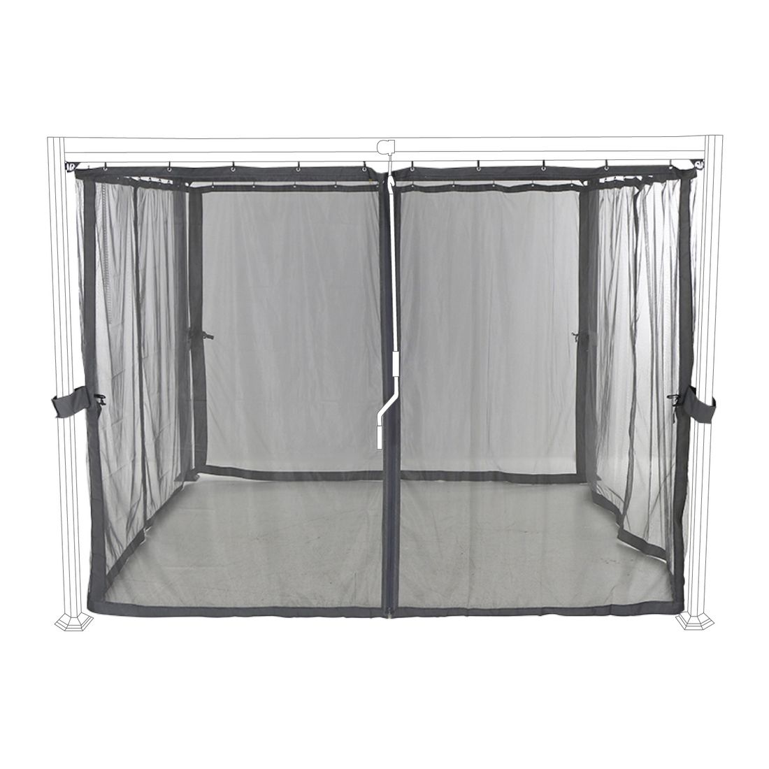 Myggnett Florenz pergola 300x300 cm polyester grå front