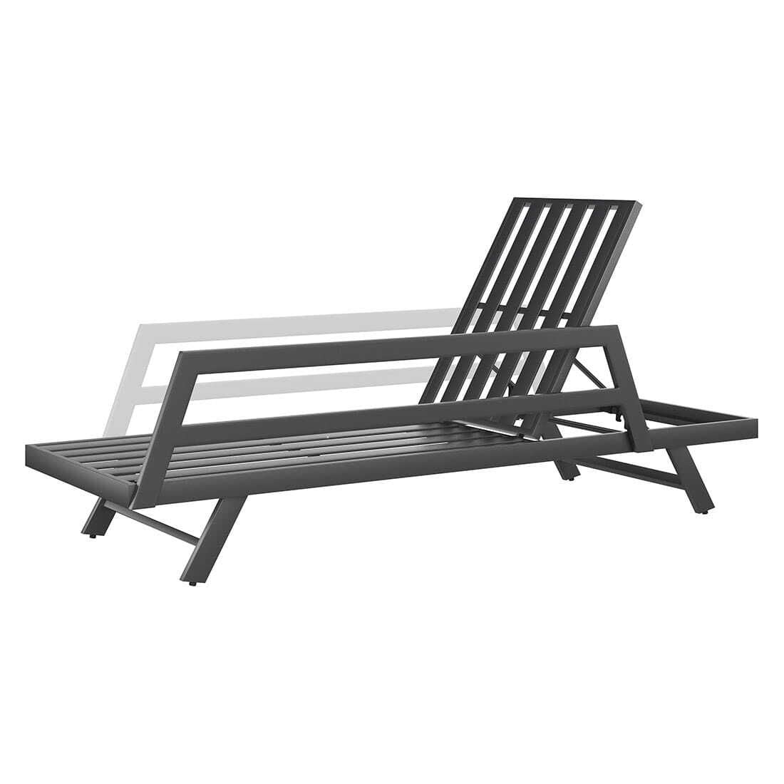 Nærbilde av aluminium ramme på Hagesofa Atlanta aluminium olefin 210x73 cm