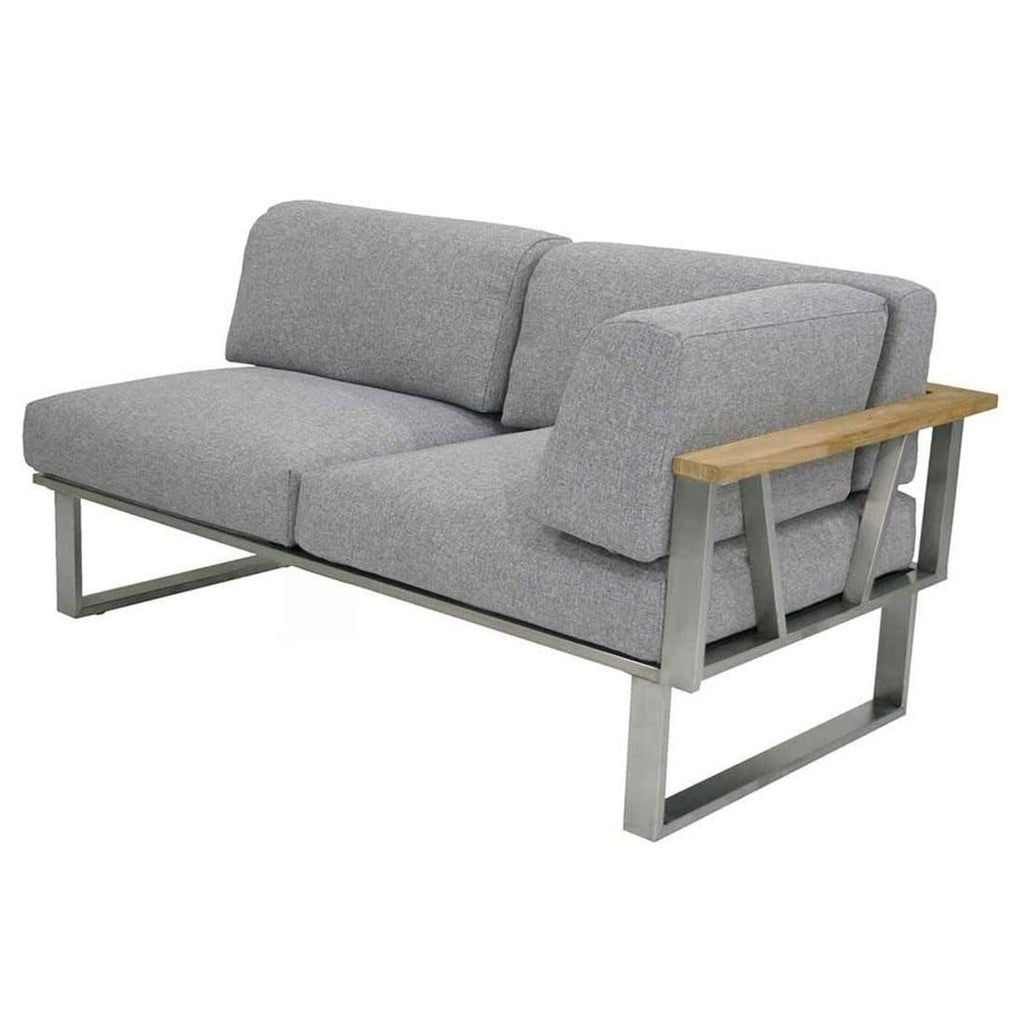 Nærbilde av teak bordplate på Hjørnesofa ute Belvedere