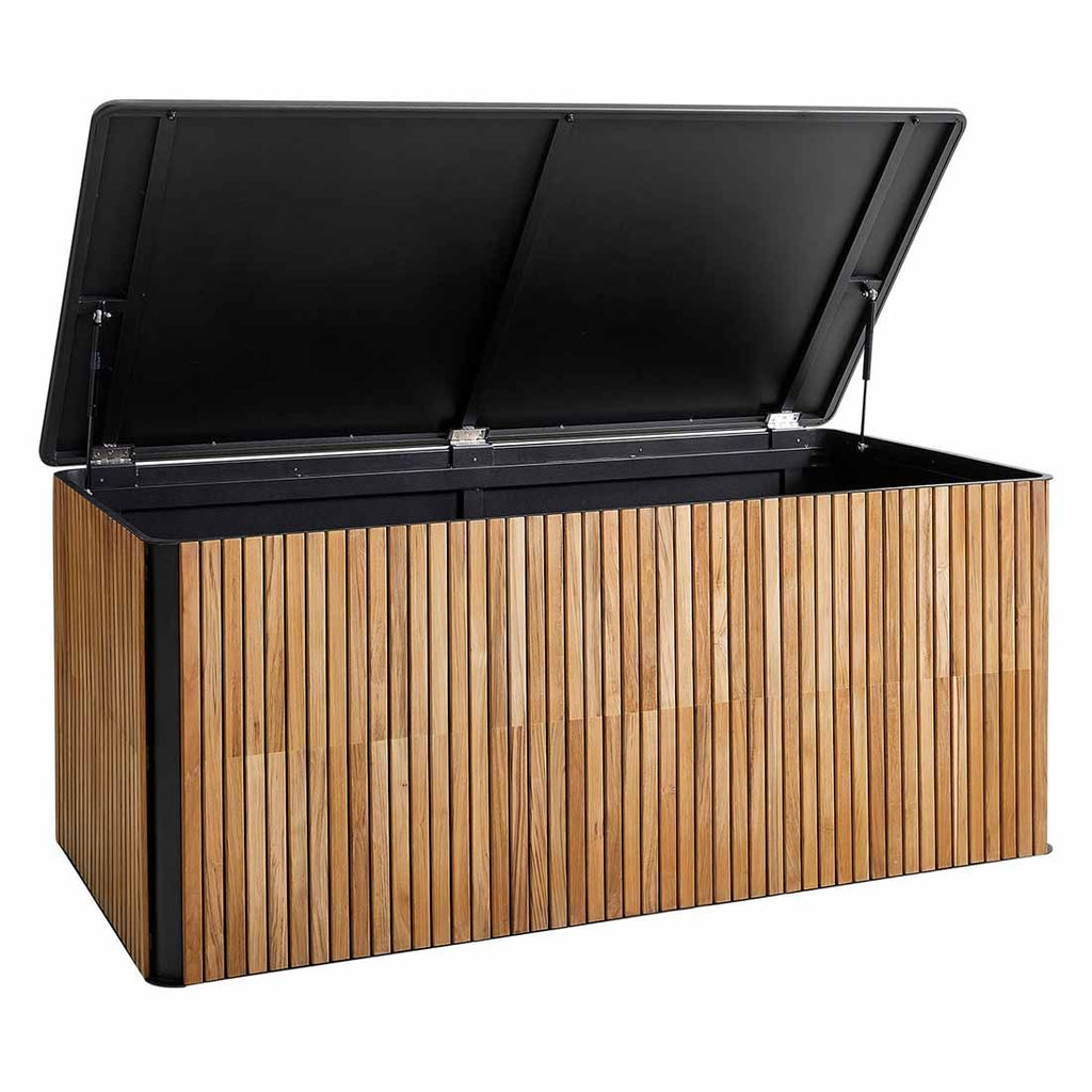 Oppbevaringsboks ute Combine stor teak/aluminium 180 cm bakside